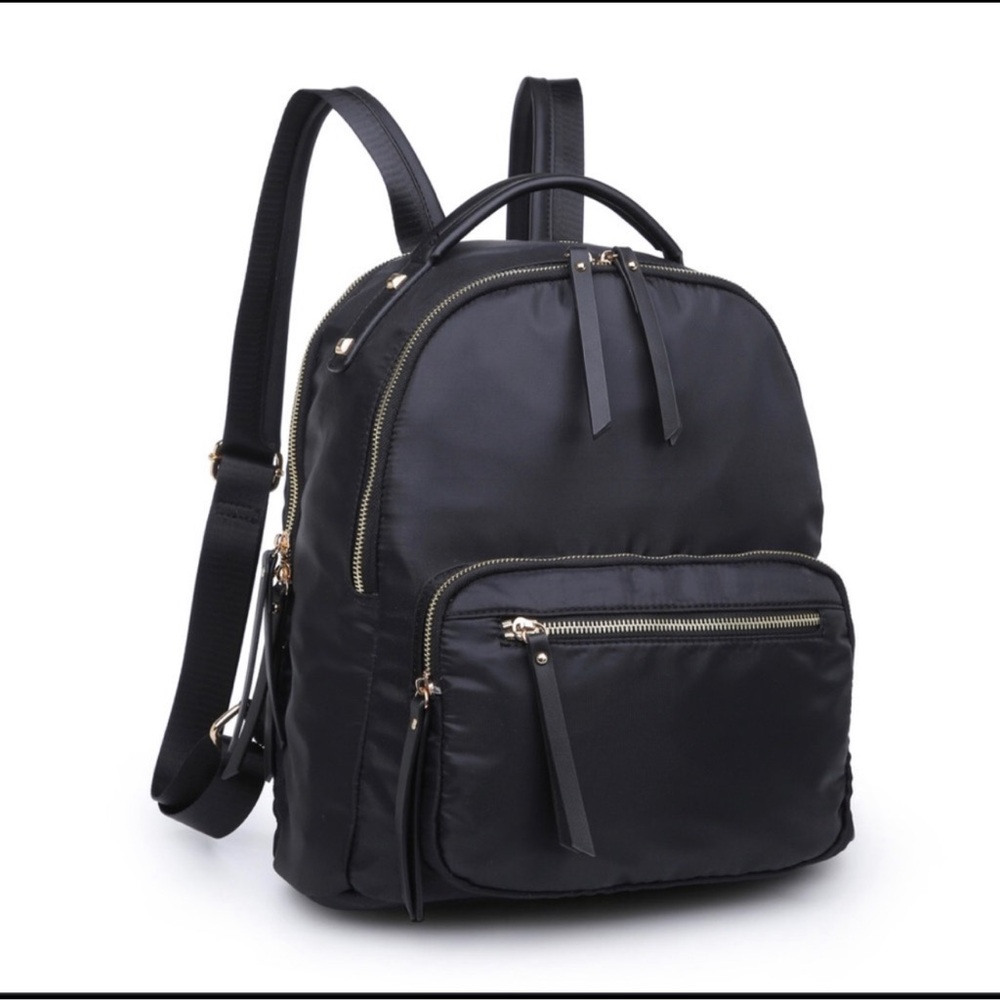 Black Nylon w/Gold Zipper Hardware Backpack, Boutique-NWT